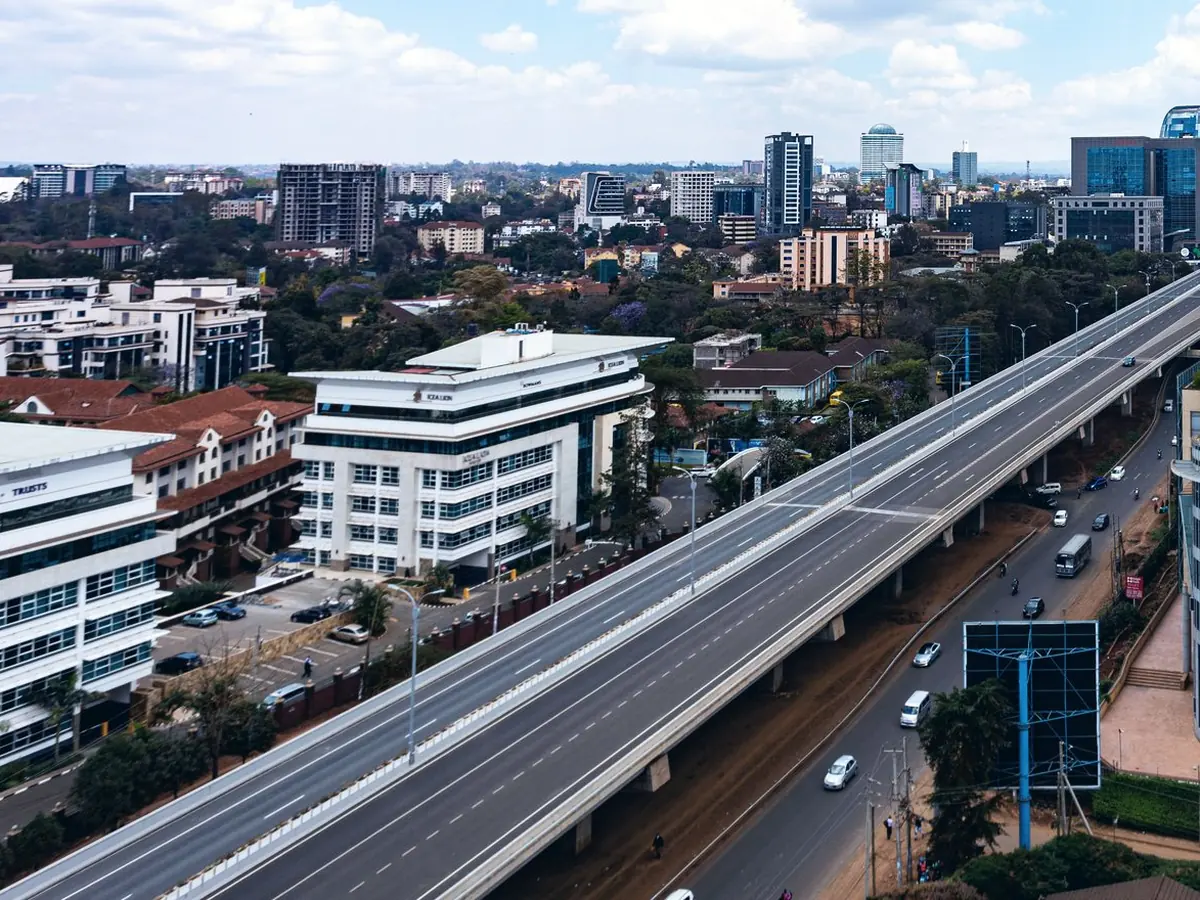 Nairobi office towers beside the expressway