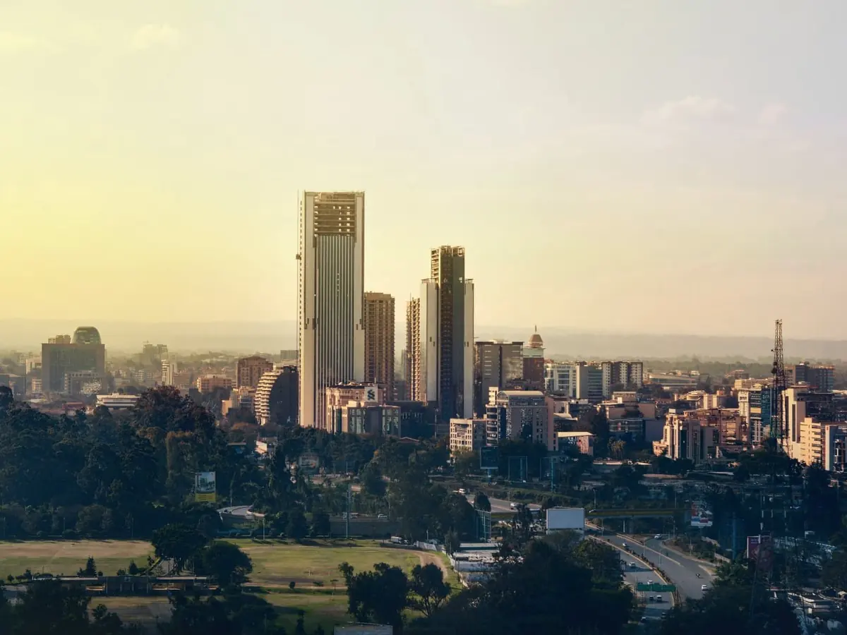 Nairobi's skyline in the morning haze
