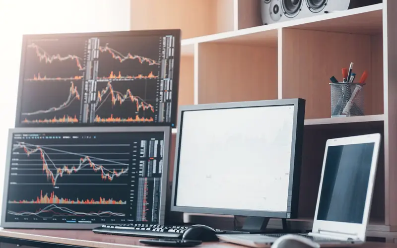 Market charts on trading screens